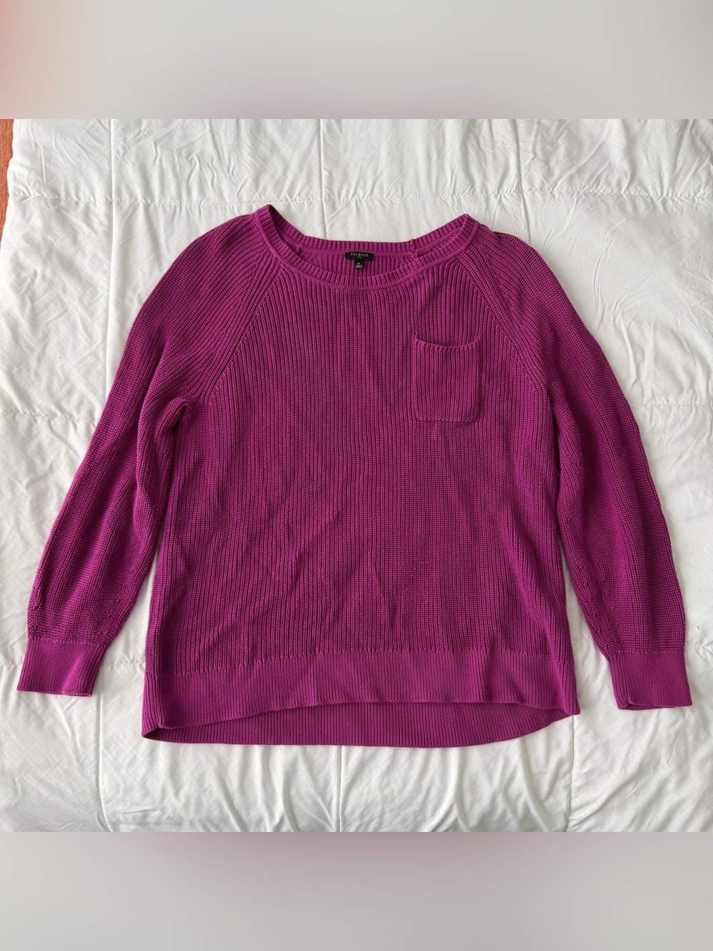 Talbots Patch Pocket Crewneck Sweater 2X Mulberry Purple 100% Pima Cotton Preppy